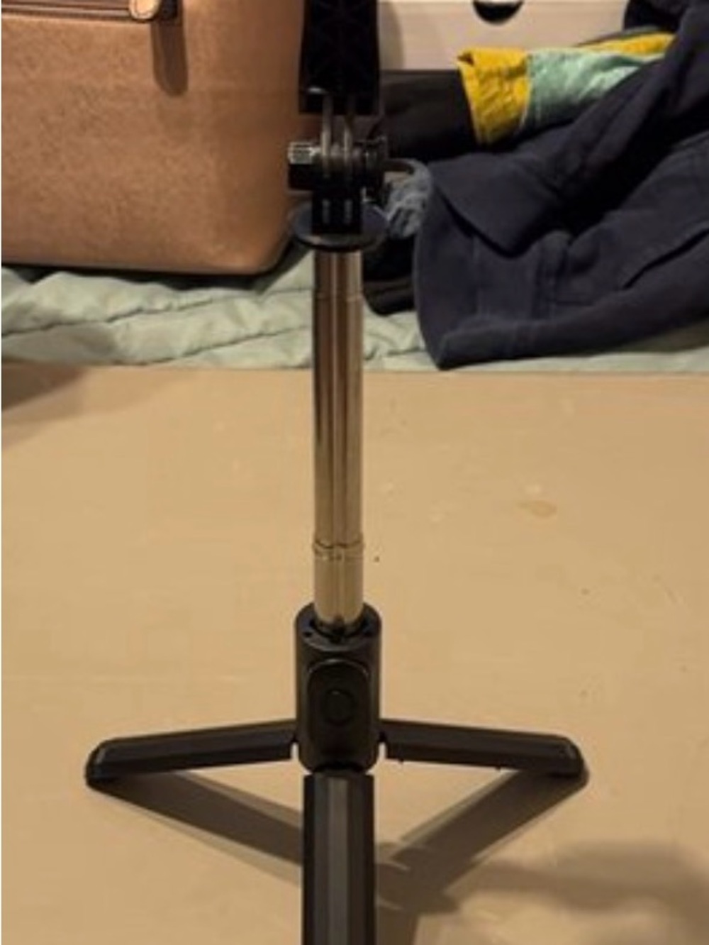 Portable Black and Silver Tripod Stand for Mobile Accessories